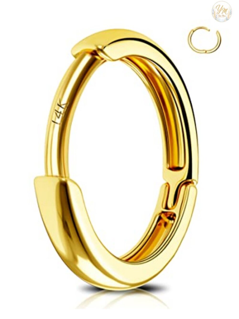 14K Gold Tiny Huggie Hoop Earrings 20G Endless Hinged Hoops for Ear Lobe
